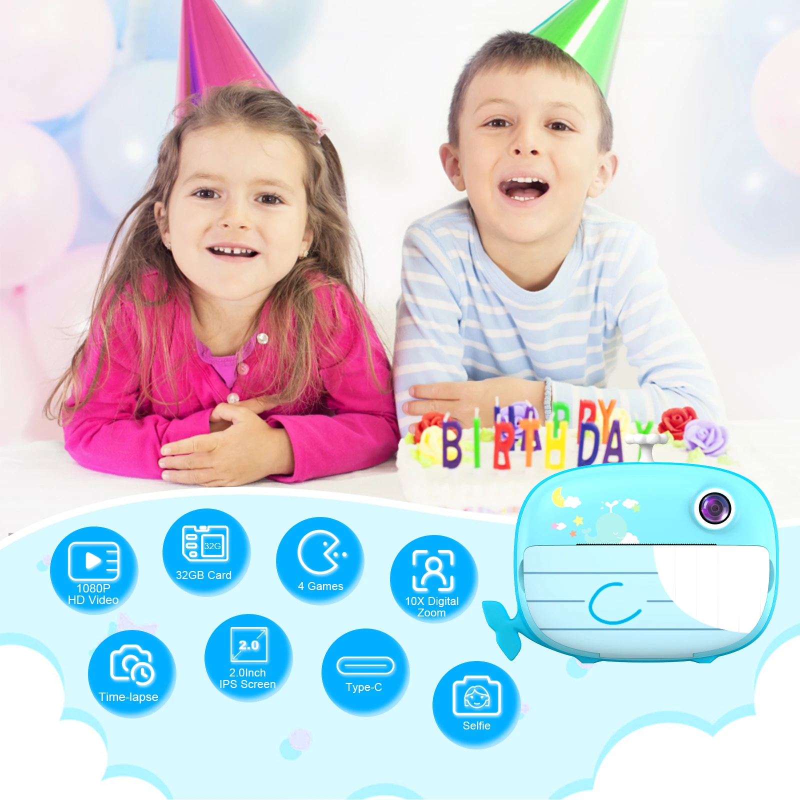 Promotion Digital Children Camera 1080P Hd Cartoon Instant Print Camera For Kids Video Kids camera