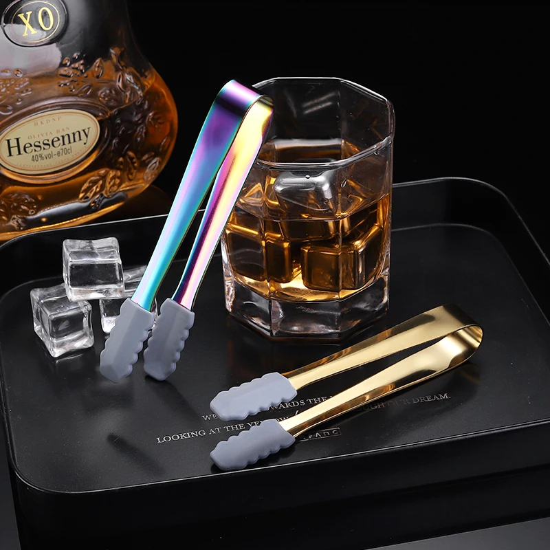 Wedding Party Sweet Candy Food Clip Cube Sugar Tongs Stainless Steel Ice Tongs With Silicone Tip
