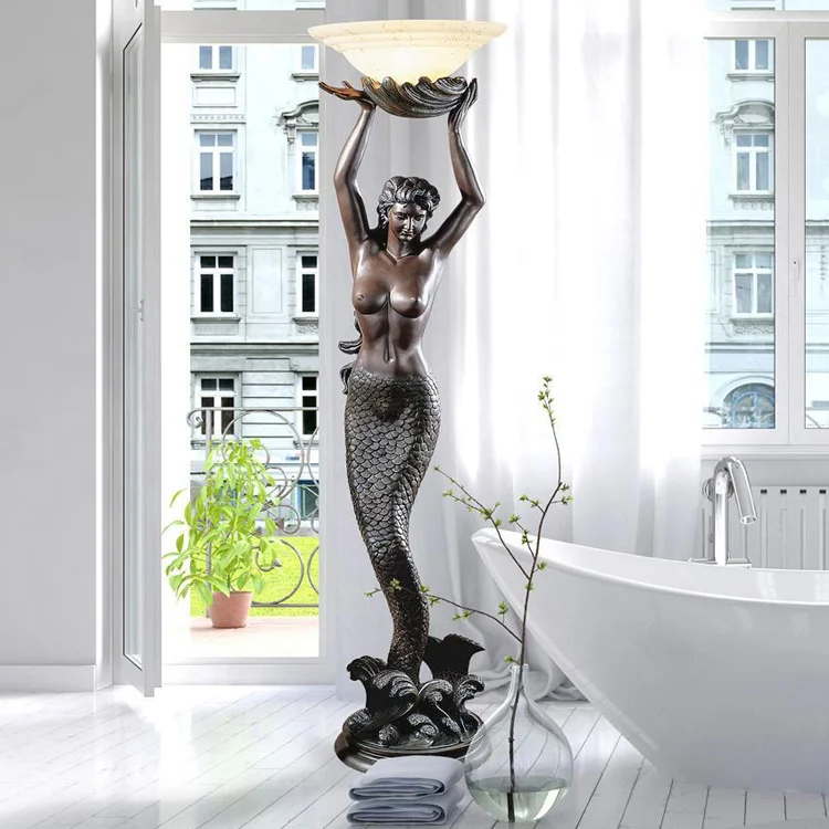 Hot Popular Women Statue Fiberglass Lamp Custom Price Sculpture for Decor