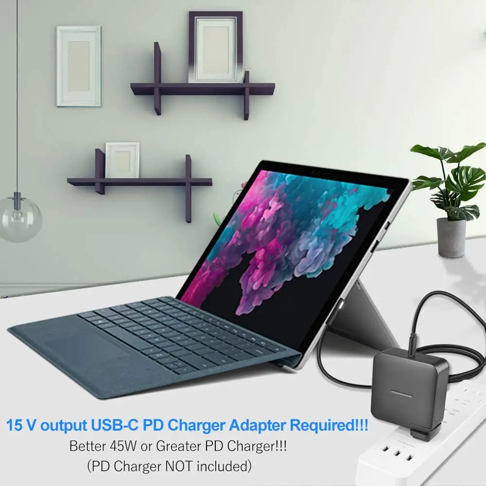  Бесплатный образец 15 в 5 футов/1 м Usb Type C кабель питания для быстрой зарядки Sur face Pro 3 4