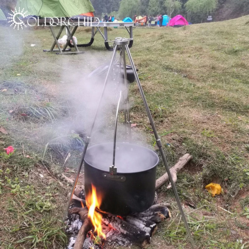 Outdoor camping campfire 3 segments aluminium alloy tripod for hanging pot
