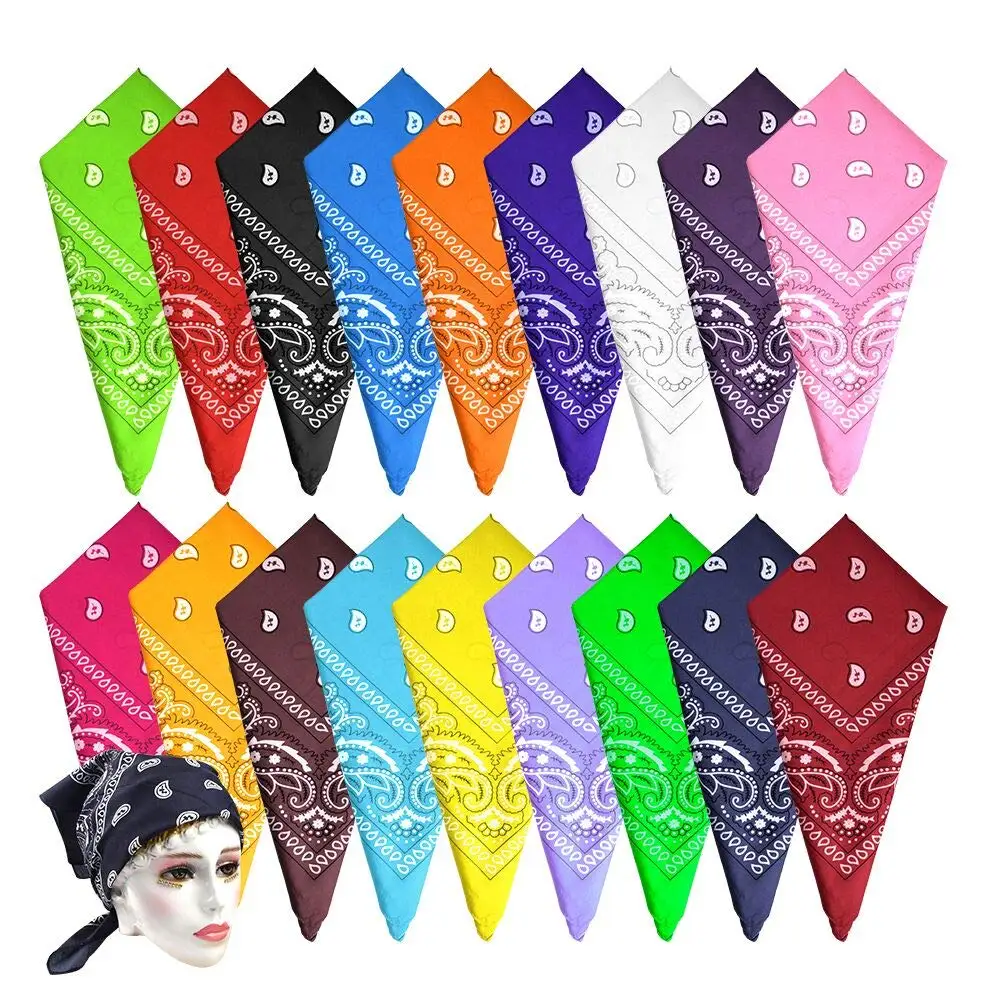 Wholesale 100% cotton square bandana  tube scarf headwear Paisley Bandana