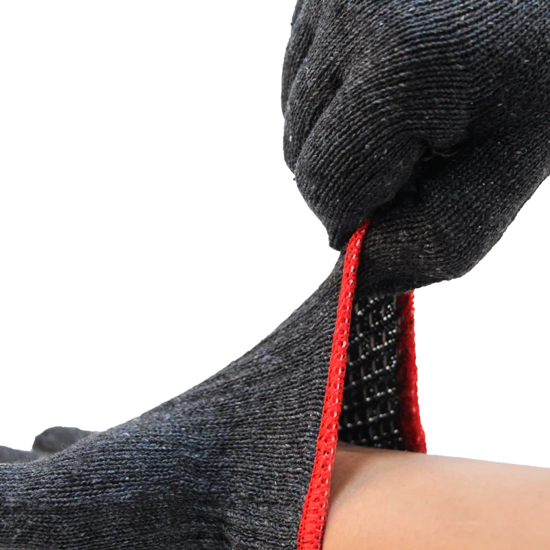 Flexible black poly cotton knit yarn guantes de algodon Construction Gardening Carpentry Safety Protection Gloves