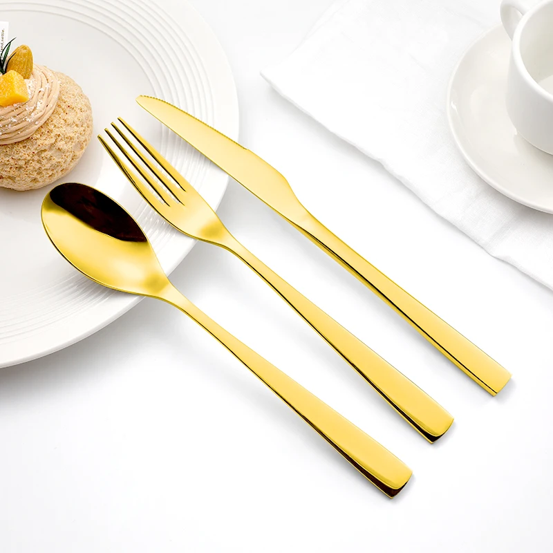Hospitality Elegant Cutlery 18/10 Stainless Steel Luxury Flatware Unique 5pc Gold Silverware Set