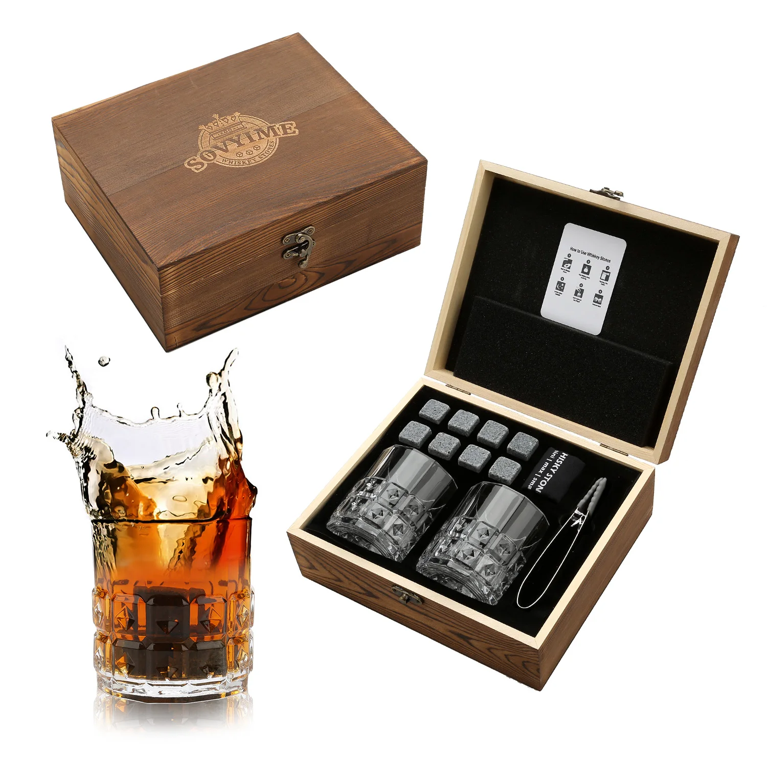 Hot Selling Whiskey Stones  And Glasses Gift Set Wine Cooling Rocks