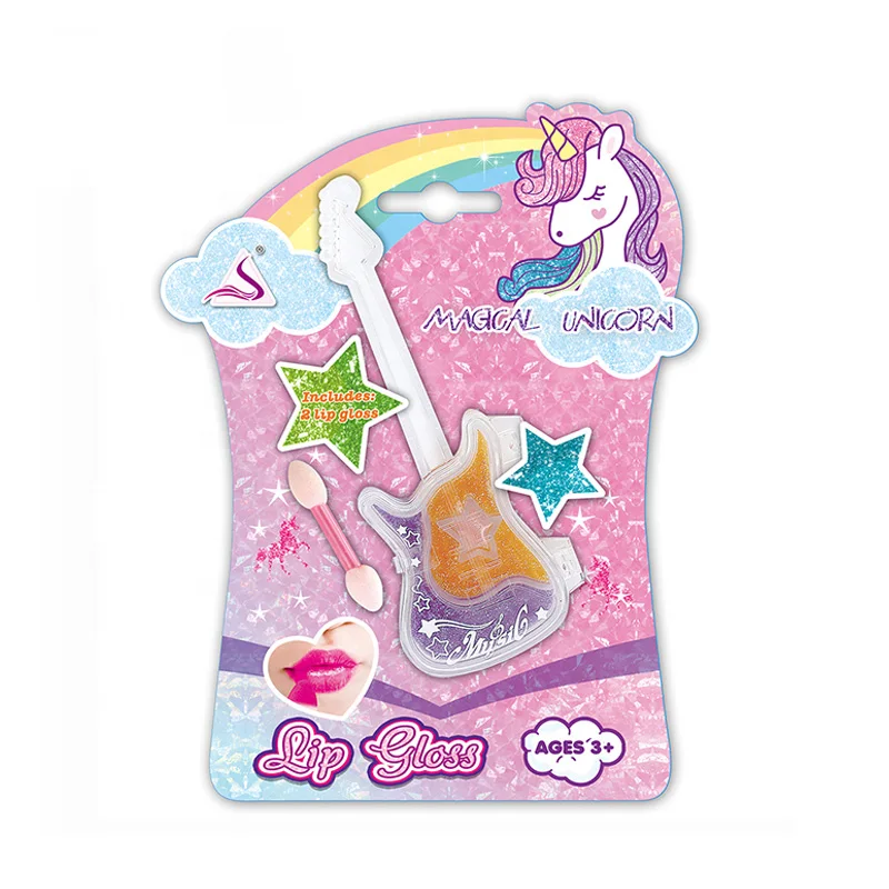 Guitar-Shaped Kids lipstick lip gloss cosmetic make up toy for girls make up kit Washable Children Non-Toxic Toys Wholesale