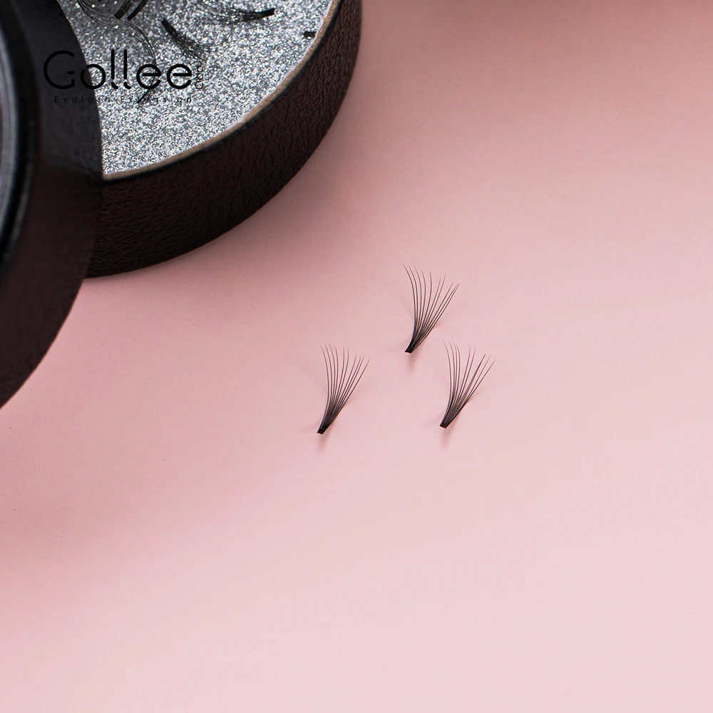 Gollee Cute Volume Matte Black Dark Fluffy Lash Extensions Fans Lash Tech Pre Made Lash Extension Fans J Curl Eyelash Extensions