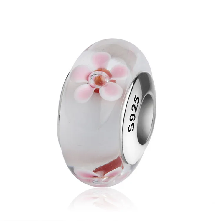 factory cheap wholesale 925 sterling silver sparkling murano glass beads for bracelet making