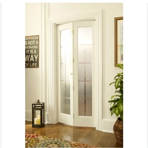 French style Double Bifold louver paneled MDF HDF Wood Door Folding louvred wooden Indoor Composite Baking paint door