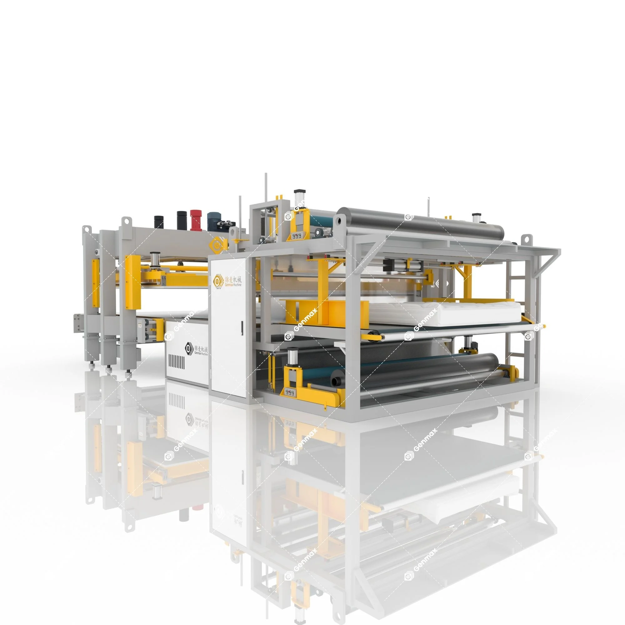 Genmax Automatic Compression and Heating Sealing PE Film PVC Film Packing Machine Line Foam Spring Latex Mattress Packing FACP