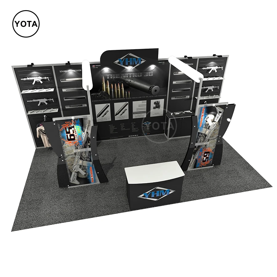 20-футовый портативный выставочный стенд с алюминиевыми стенками с полками для спортивной съемки