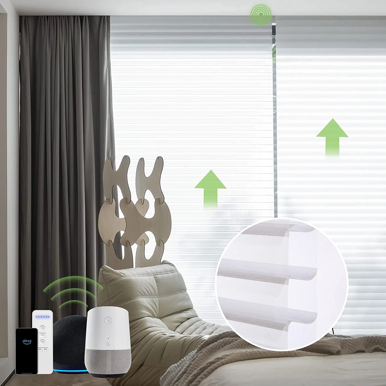 Premium Quality Electric Room Darkening Fabric Motorized Shangri-la Roller Blinds