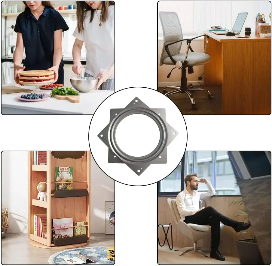 New Heavy Duty Swivel Plate Alloy Steel Square Lazy Susan Mechanism Turntable Hardware 360 Degree Rotation Lazy Susan Bearing