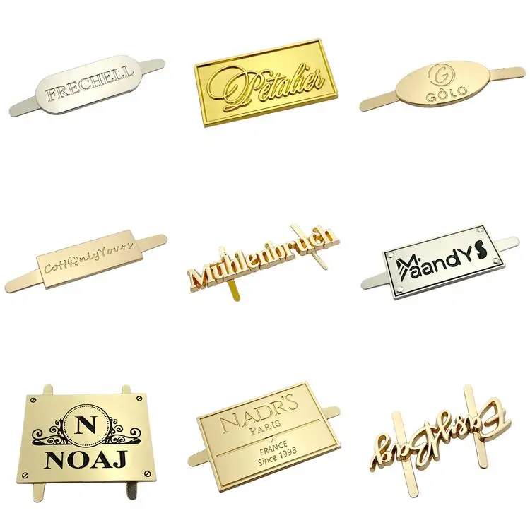 Nolvo World 3colors64*18mm Custom Logo Metal Name Plates Labels For Bag And Purses