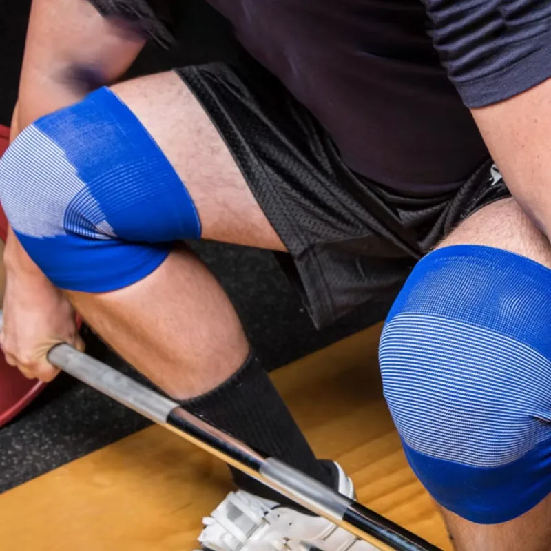 Custom Double layered fabric Breathable Knee Brace Nylon Knitted Knee Sleeves for Weightlifting Gym