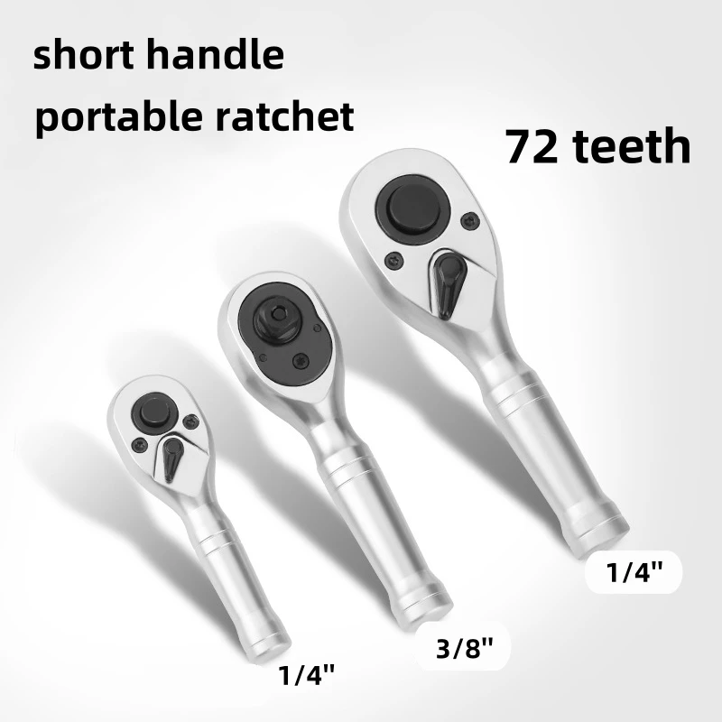 Mini Ratchet Wrench With Short Handle 1/4' 3/8' 1/2' Drive Head 72-Tooth Quick-Release Portable Spanner