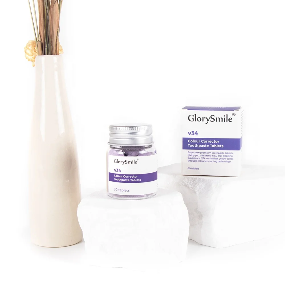 New Trend GlorySmile Professional Whiten Teeth Dental Oral Care V34 Colour Corrector Toothpaste Tablets