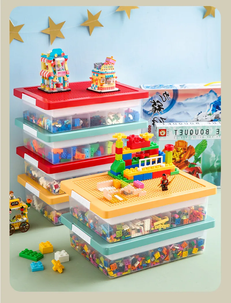 Multi-functional Plastic transparent double layer LEGO Storage Boxes storage organizer with Lid