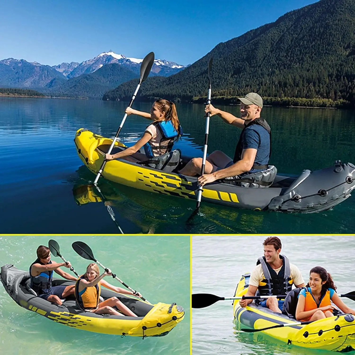 Kayak Inflatable Boat 2 Person Canoe Set Sea Kayak Boat Raft Water Sports Dinghy Rowing Boats for Adults