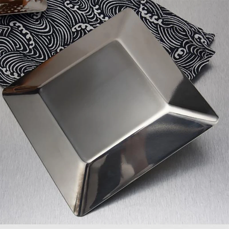 High Quality Stainless Steel Multi-functional Square Plate Dishes Various Sizes for Dinner Wedding Kitchen Storage Tray
