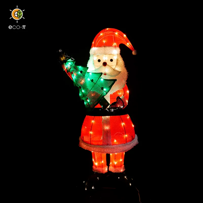 Solar USB charging outdoor waterproof Christmas decoration 3D SANTA WITH TREE Christmas led lights