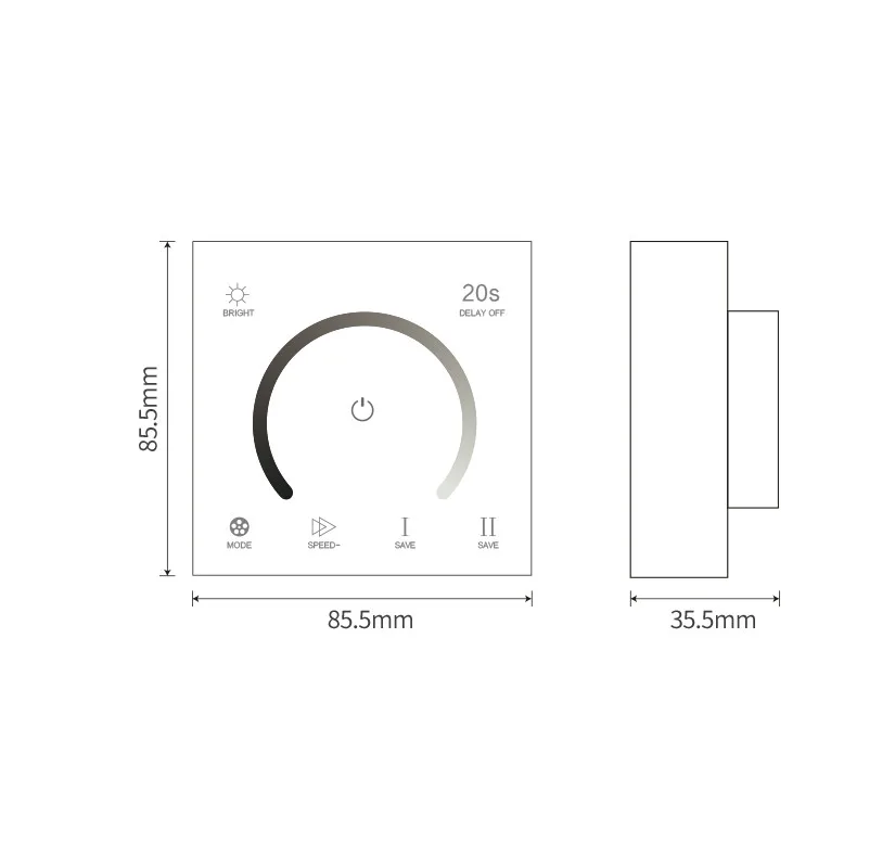 led dimmer wall mounted touch panel 12V 24V 4A 288W smd2835 led dimmer switch single color brightness strip controller