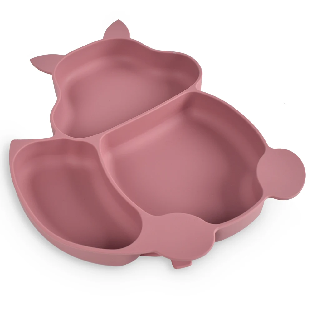 Newsun Hot Sale Children Dinner Plate Silicone Suction Divided Baby Feeding Food Dining Plates For Babies For Toddlers