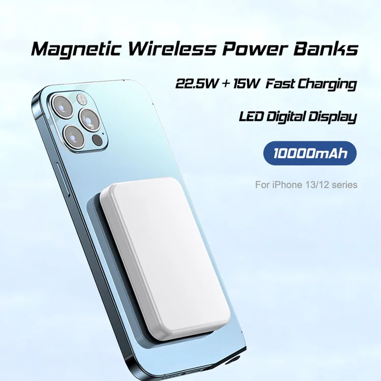 10000mAh Magsaf Magnetic Wireless Power Bank Phone External Battery For iPhone 13 Digital Display Bateria Carregador Portatil