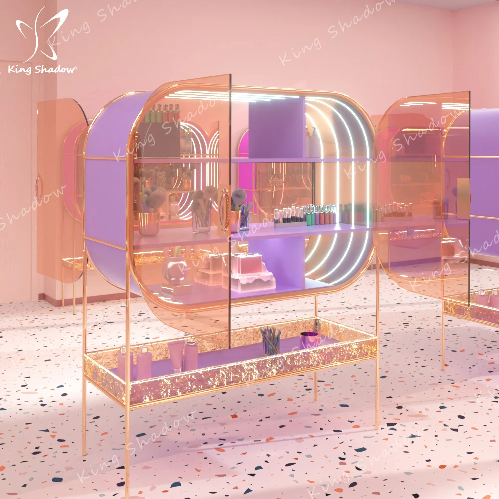 Luxury Fashion Nail Polish Holder Glass Door Design  with Storage for Interior Design Display Furniture