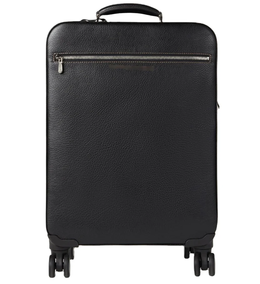 2024 OEM Black Microfiber Trolley Luggage Fashionable Carry-on Suitcase for Business Travel Casual