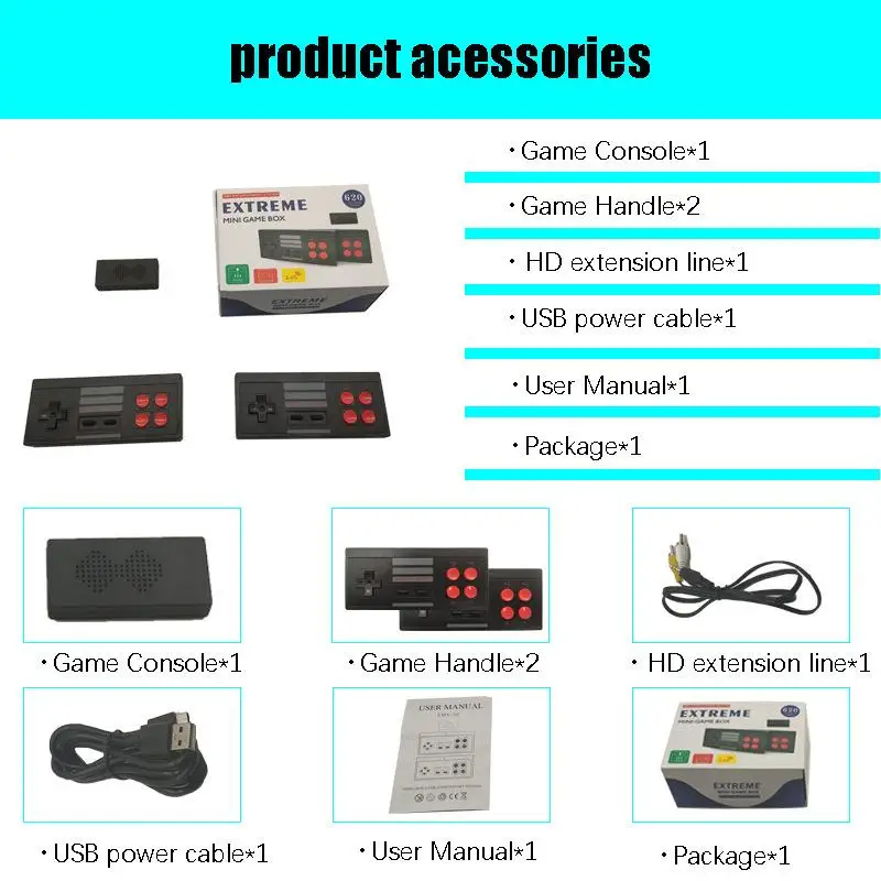 2.4G Wireless Game Joystick Video Player Portable Handheld Consoles AV OUT 620 Classic Retro Games for Kids
