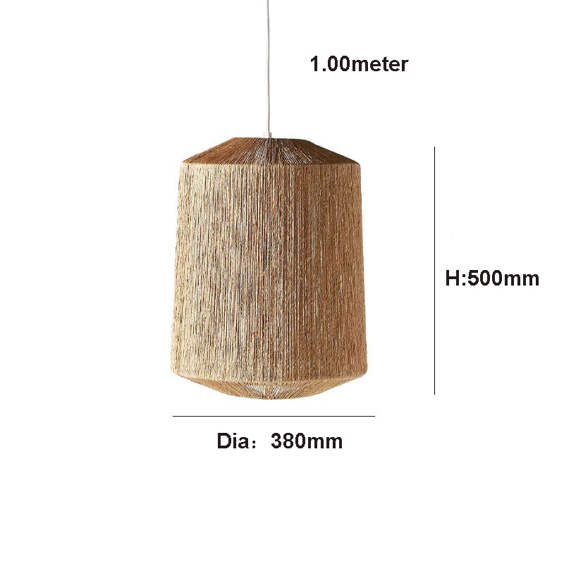 Popular Design Vintage Decorative Chandelier Led Bulb E26 Hemp Rope Rattan Lamp Shade Pendant Light For Apartments