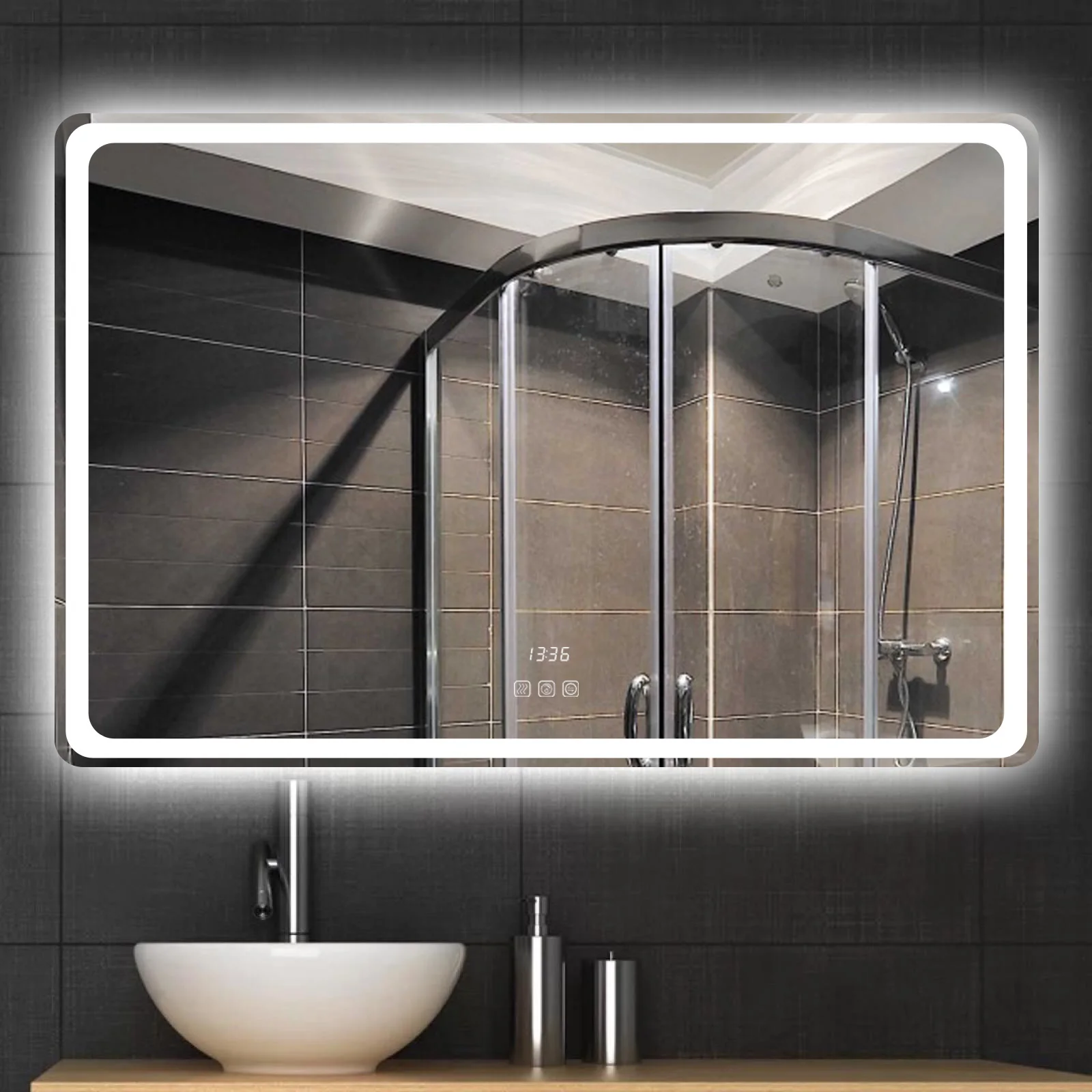 Hot Sale Smart Touch Sensor Anti-fog Wall  Mounted Bathroom LED Mirror Led Light Mirror Smart Mirror Rectang