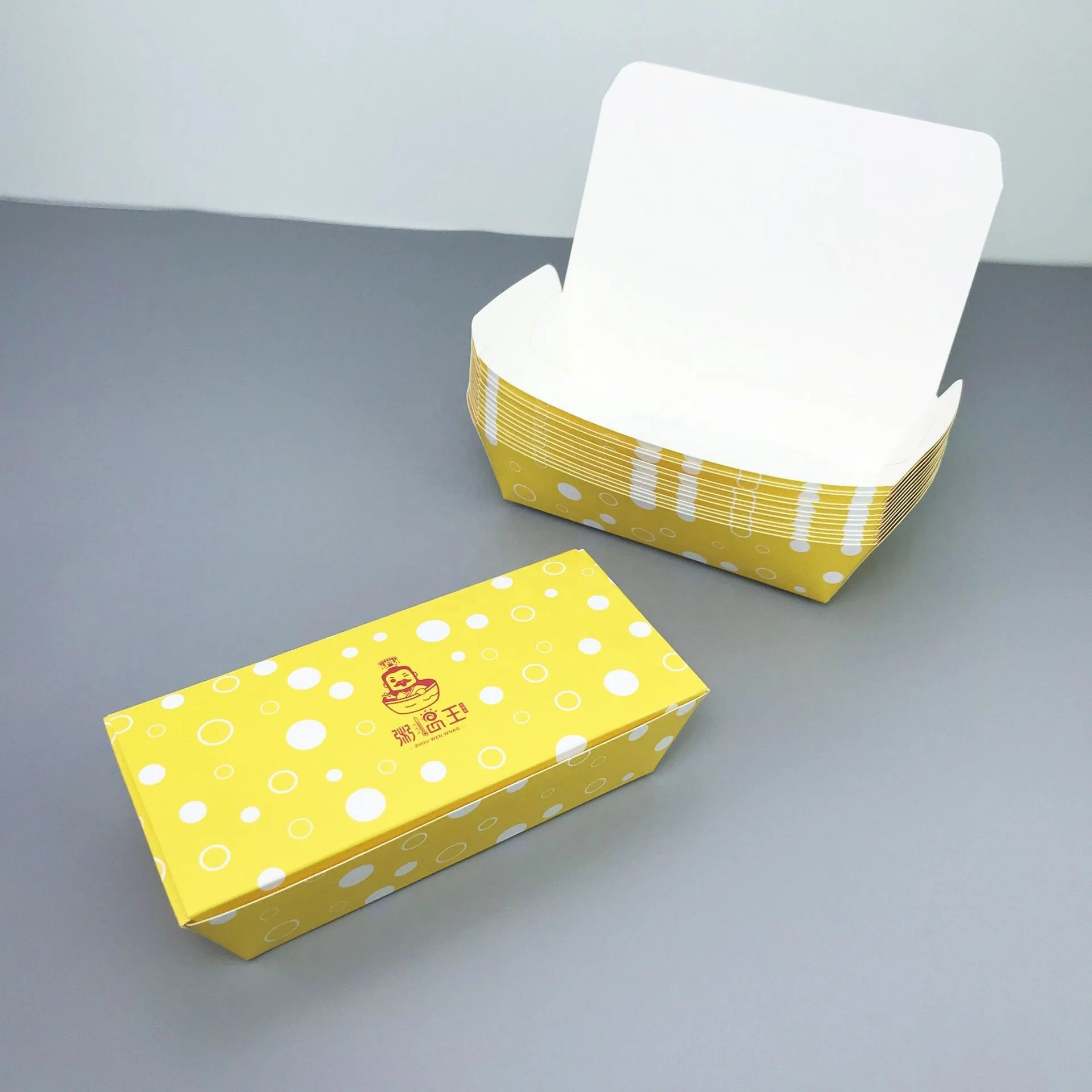 Custom printing food grade cardboard fried chicken wing paper boxes PE lined take way food packaging paper boxes out to go box