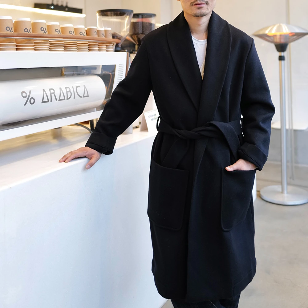 Excellent Wholesale Winter Mens Breathable Quick Dry Standard Open Stitch Black Loose Cotton Long Trench Overcoat