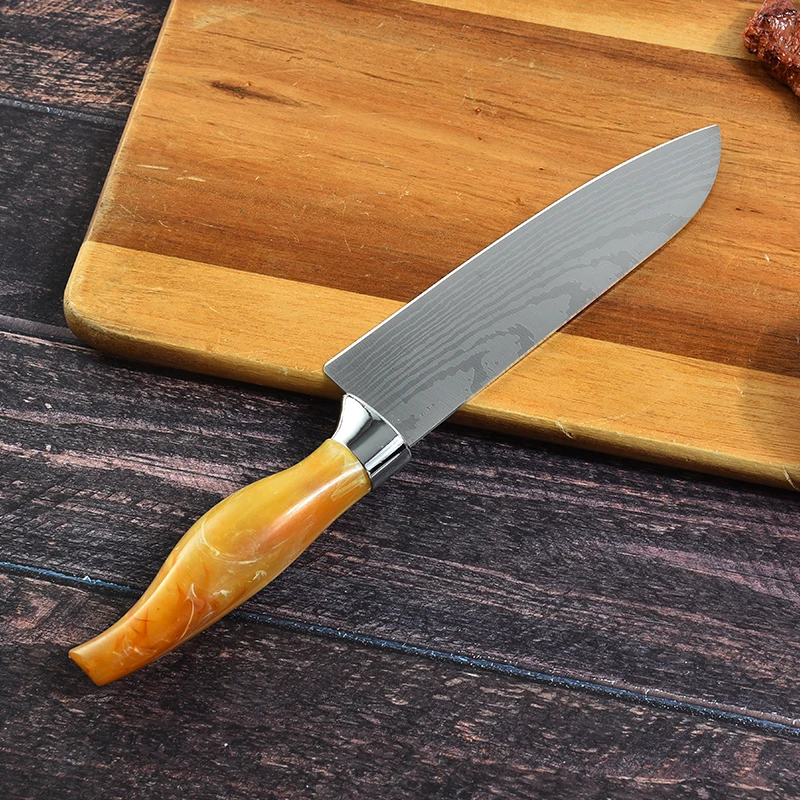 7' 8' Sharp Stainless Steel Kitchen Chef Santoku Knife Best for Home and Restaurant with Damascus pattern
