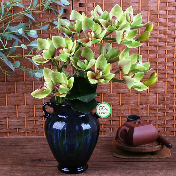 Wholesale high quality real feel latex orchid 3D printing artificial orchid flower for hotel home decoration