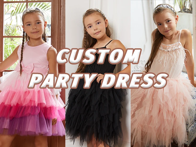 Custom latest design lace birthday flower party children wedding princess little kids clothing girls dresses