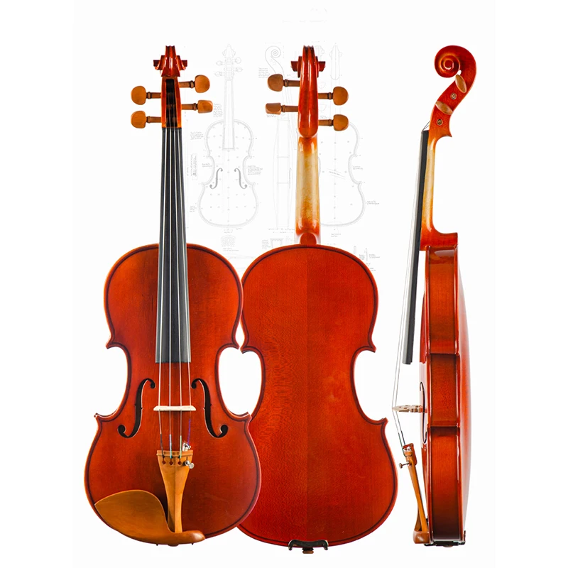 Christina V03 Handmade Solid Wood Violin Set with Case String and Wood Bow Spruce Face Maple Sides
