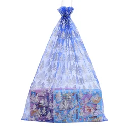 New Arrival Christmas Organza Present Bag Xmas Tree Snowman Jewelry Pouch Eco-Friendly Candy Toy Organza Bag For Kids Gift