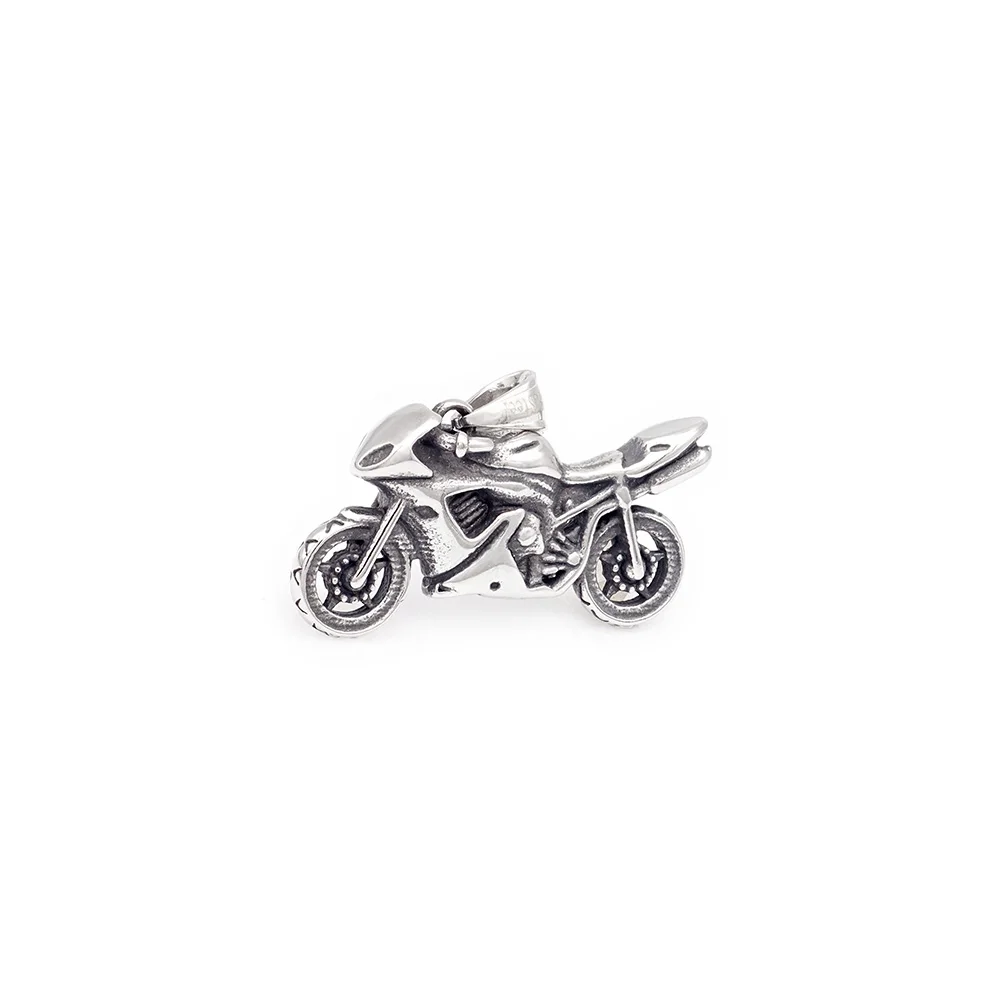 Creative Design Super Cool Rock Hip Hop Non Tarnish Hypoallergenic Silver Stainless Steel Motorcycle Necklace Jewelry
