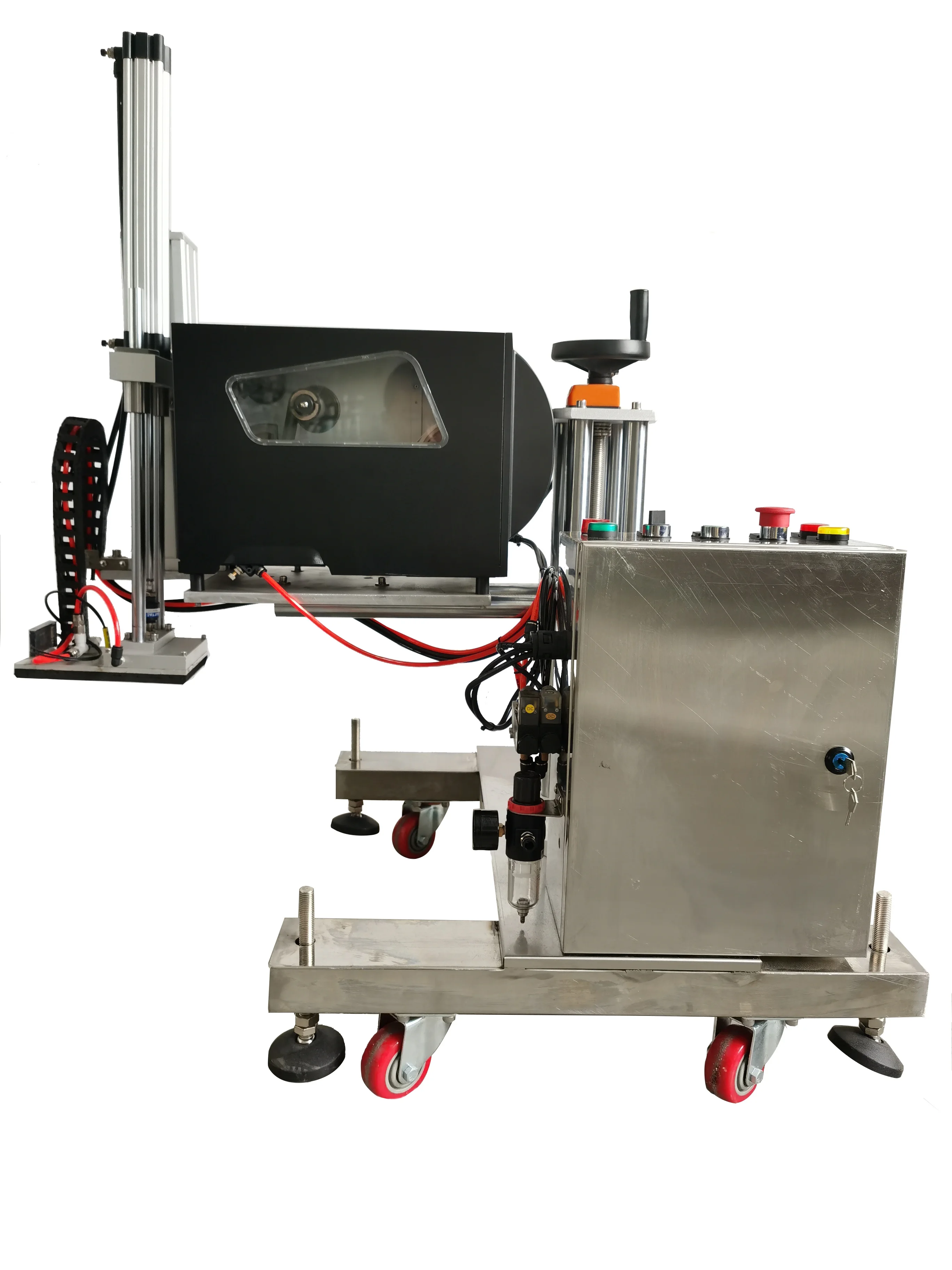 YM210P Automatic online flat top side Zebra printing labeling machine for bag pouch carton