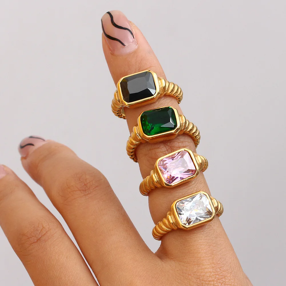 Minimalist Engraved Flat Band Rings 18K Gold Plated Stainless Steel Non Tarnish Wide Thick Cigar Stacking Ring Jewelry for Women