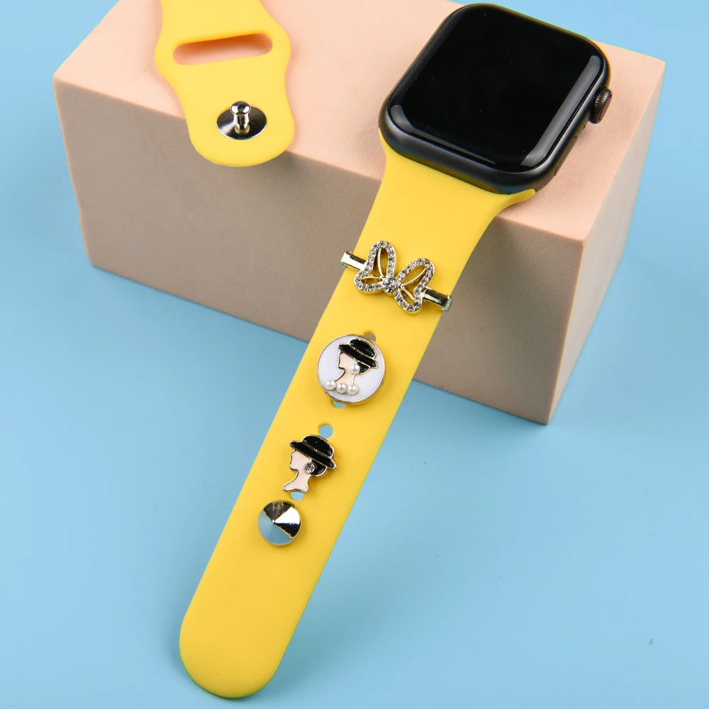 Hot Metal Watch Charm for Silicone Watch Band Accessory Cartoon iWatch Stud Charm for Birthday Gift