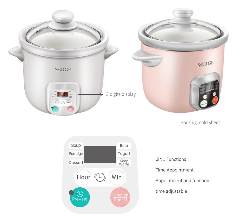 1.5 L multi-function slow cooker electric crock pot