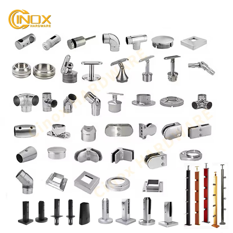China Supplier 304L 316L Stainless Steel Pipe Fittings Glass Clips Cinox Hardware Handrail Accessories Glass Clamps Balustrade