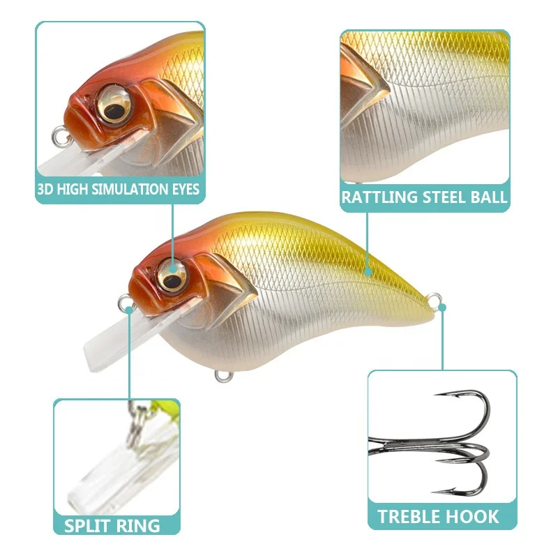 Wholesale High Quality Freshwater Mini Crankbait 65mm 16g Hard Bait Floating Pesca Crankbaits For Bass Fishing