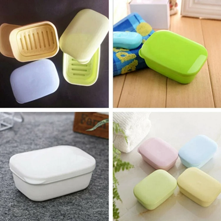 Top Seller 2024 Cheap Fancy Travel Portable Plastic Soap Dish With Container Drain Layer & Box Lid for Soap Case Holder