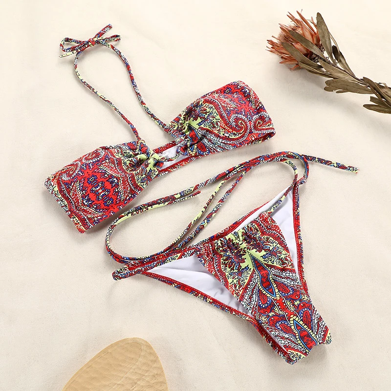 High quality 2022 summer new arrival swimwear bikinis wholesale crotch printing micro sexy beachwear bikinis for women