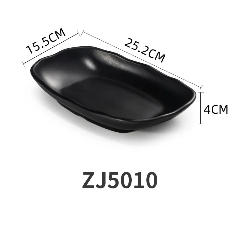 Hot Selling 100% A5 Melamine Black Oval Sushi Plate Custom Restaurant Hotel Service Dishes for Home Party